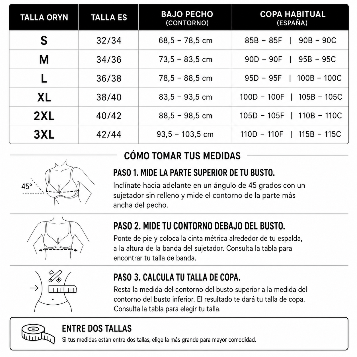 Sujetador ORYN - con sujeción firme sin aros, sin marcas y sin reajustarlo durante el día